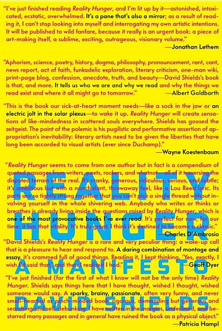 Item #296929 Reality Hunger: A Manifesto. DAVID SHIELDS