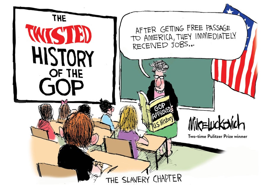 Item #292056 The Twisted History of the GOP. Mike Luckovich.