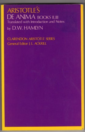Item #213944 De Anima: Books II and III (with certain passages from Book I) (Clarendon Aristotle...