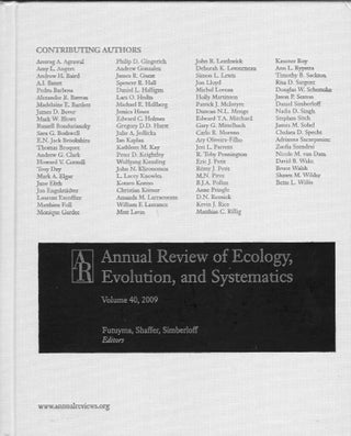 Item #225120 Annual Reviews of Ecology, Evolution and Systematics: Vol 40 2009 (Annual Review of...