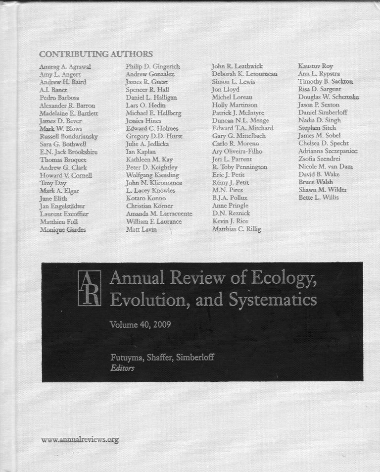 Item #225120 Annual Reviews of Ecology, Evolution and Systematics: Vol 40 2009 (Annual Review of Ecology, Evolution, and Systematics)