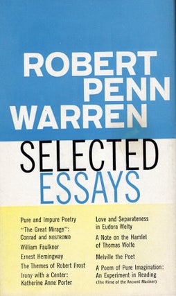 Item #230789 Selected Essays. Robert Penn Warren