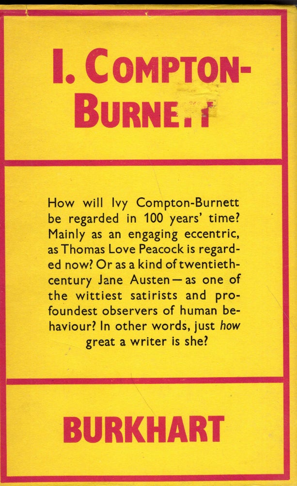 Item #239935 I. Compton-Burnett. Charles Burkhart.