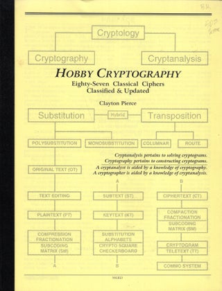 Item #257817 Hobby Cryptography: Eighty-Seven Classical Ciphers Classified & Updated (version...
