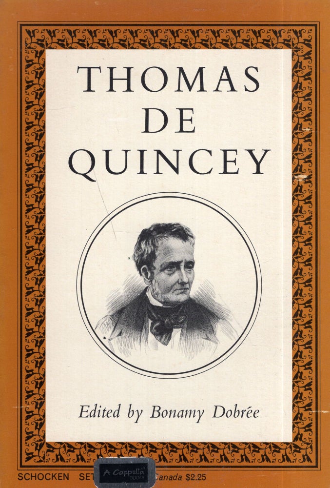 Item #281560 Thomas De Quincey. Bonamy DOBREE.