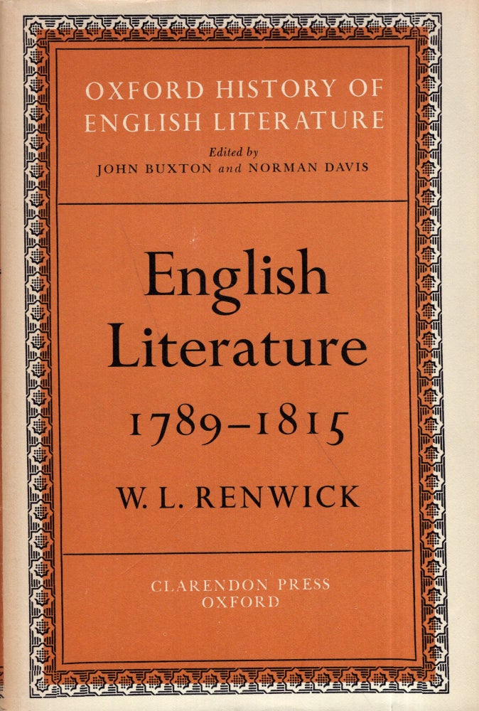 Item #283281 English Literature 1789-1815. W. L. Renwick.