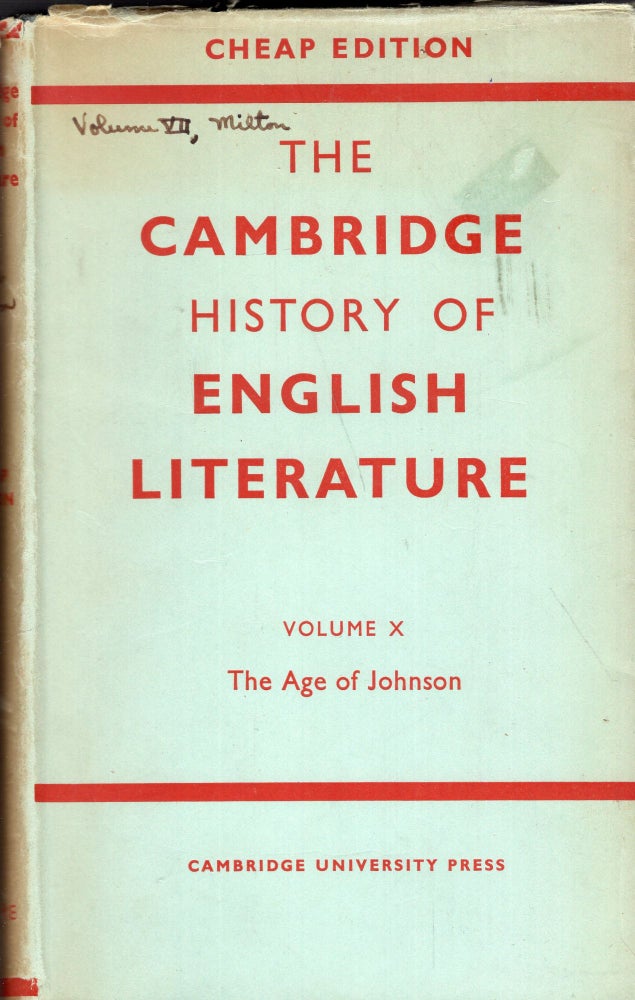 Item #284500 The Cambridge History of English Literature, Volume 10: The Age of Johnson. A. W. Ward, A. R. Waller.
