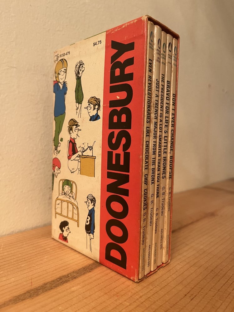 Item #286631 A Doonesbury Selection - The President Is a Lot Smarter Than You Think; Don't Ever Change, Boopsie; Just a French Major from the Bronx; Even Revolutionaries Like Chocolate Chip Cookies; I Have No Son; -- (9153-475). Garry Trudeau.