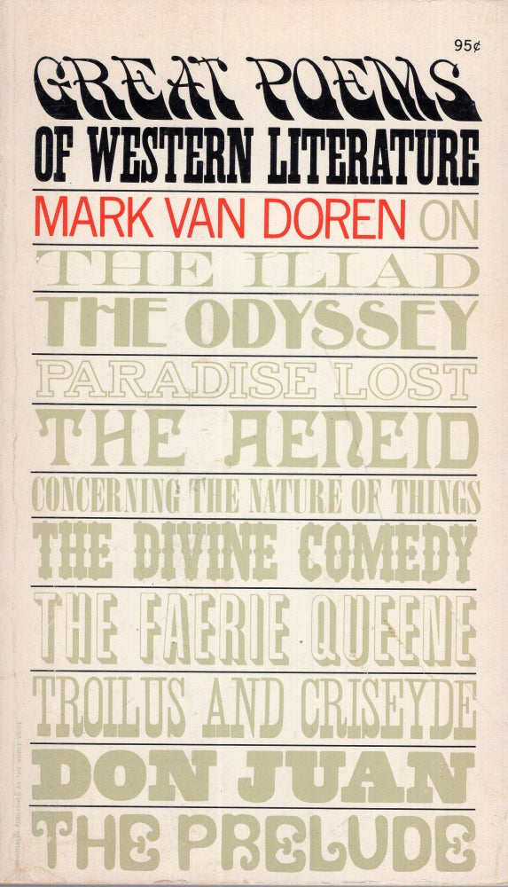 Item #293475 Great poems of Western literature. Mark Van Doren.