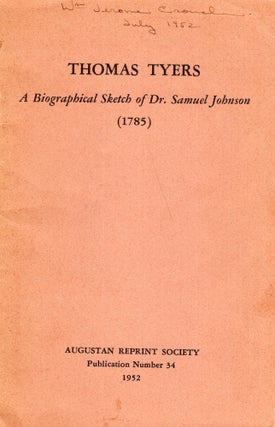 Item #293499 A Biographical Sketch of Dr. Samuel Johnson (1785) -- Publication Number 34. Thomas...