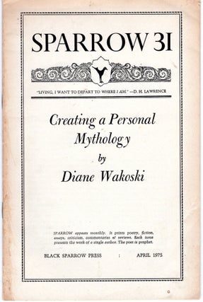 Item #302713 Creating a Personal Mythology. Diane WAKOSKI