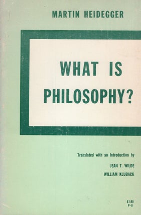 Item #311754 What is Philosophy? Martin Heidegger