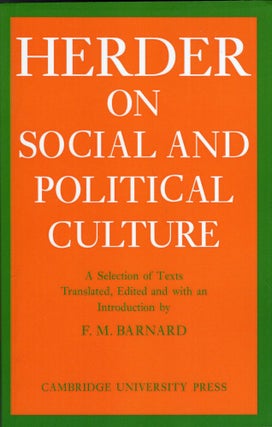 Item #319298 J. G. Herder on Social and Political Culture (Cambridge Studies in the History and...