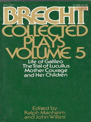 Item #391934 Brecht: Collected Plays (Three Plays, Volume 5). RALPH MANHEIM, BERTOLT BRECHT